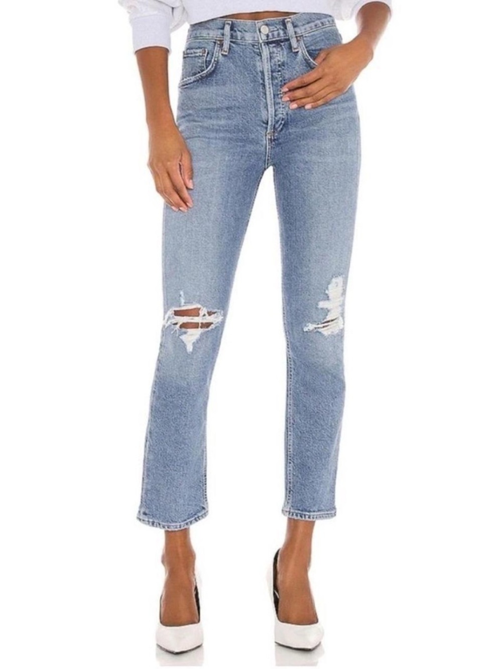 Agolde Riley High Rise Straight Crop Jeans